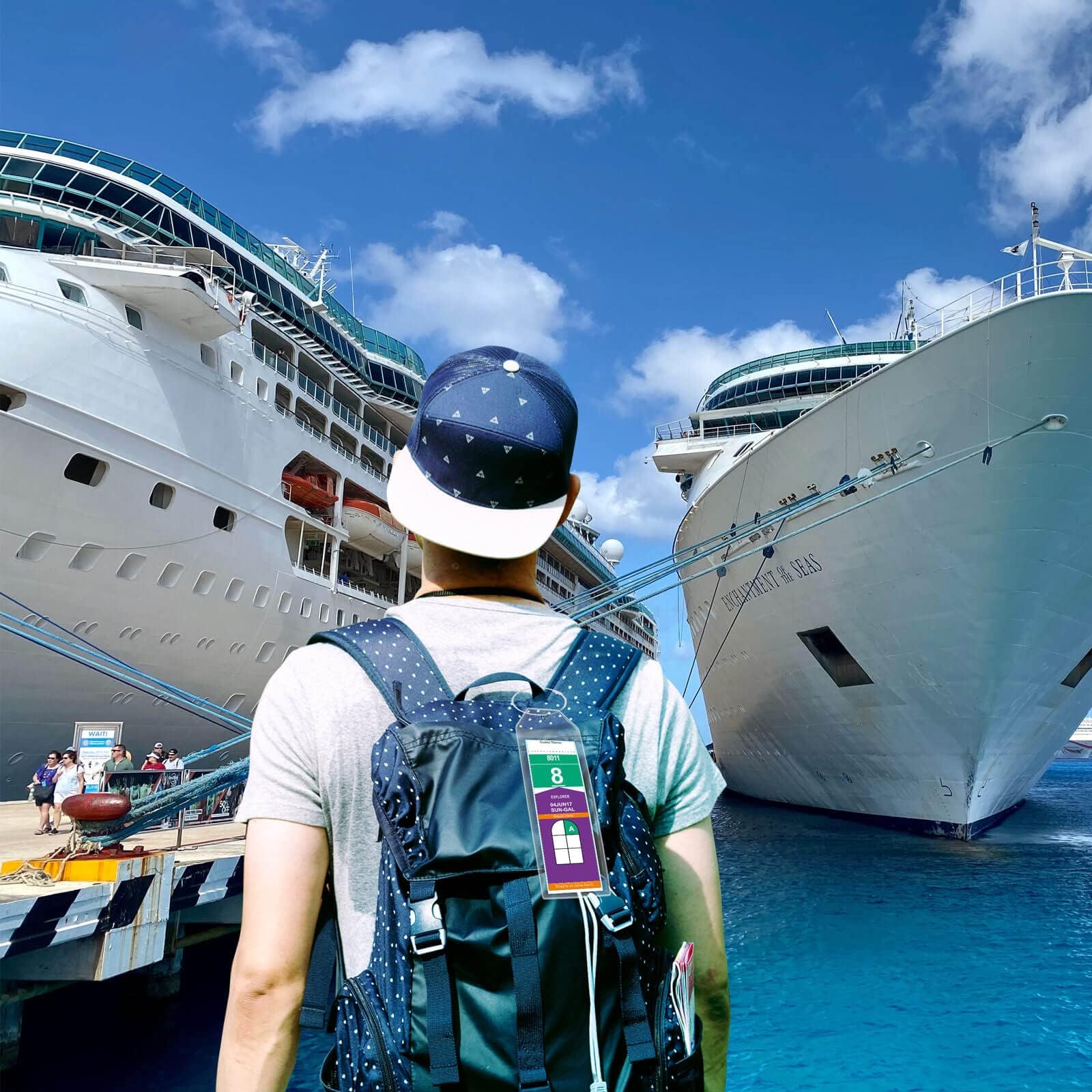 Cruise Luggage Tag Holder for Royal Caribbean & Celebrity 5 Pack, Cruise Ship Essentials 2025 Waterproof, Cruise Must Haves Durable