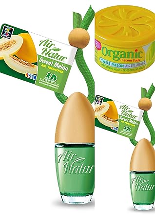 Sweet Melon Duftset 2 Stylisch-modische Air Natur Little Bottle Duftflakons Lufterfrischer Auto- und Raumduft 6ml + 1 Organic