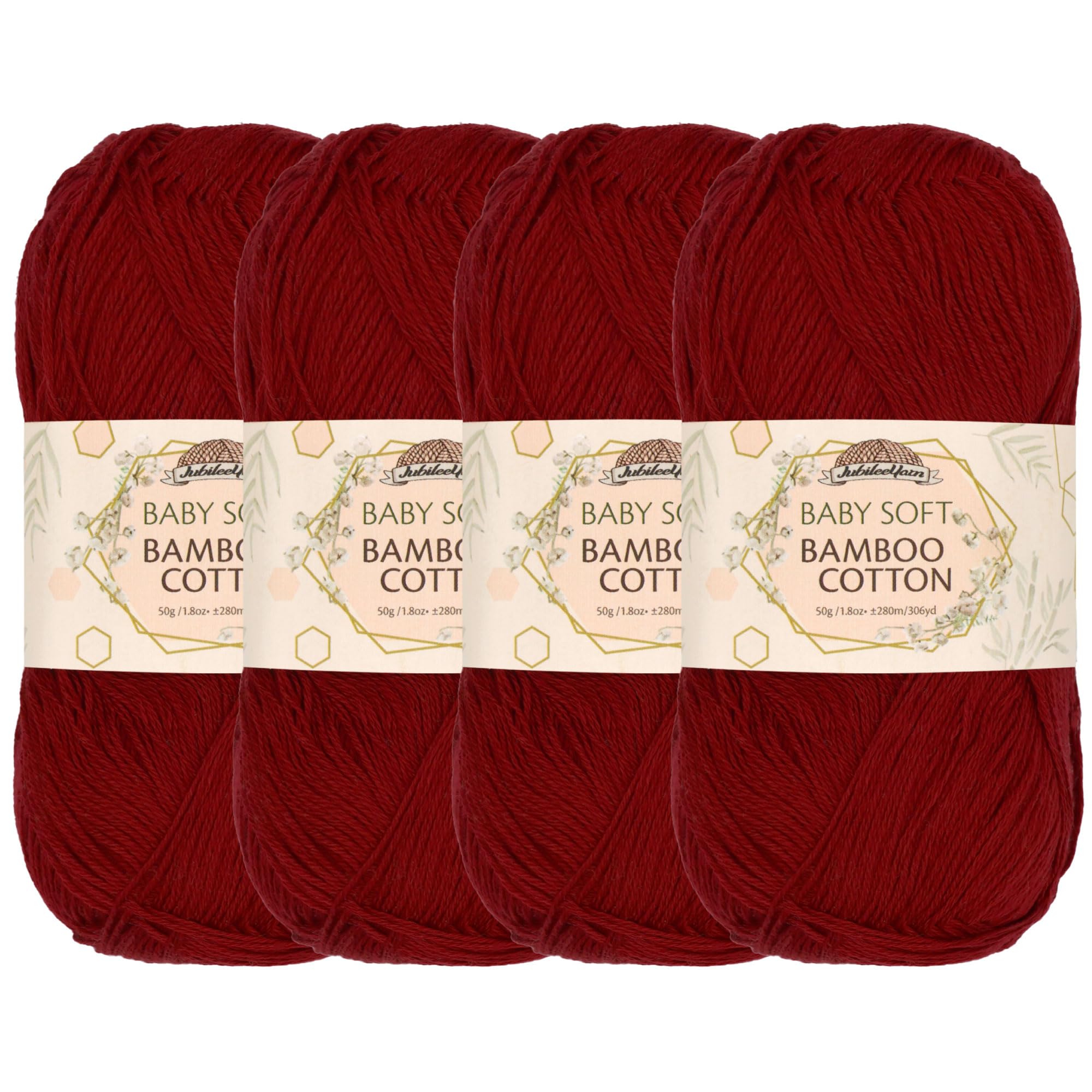 JubileeYarn Baby Soft Bamboo Cotton Yarn - 50g/Skein - Red Hot Red - 4 Skeins โ image 1