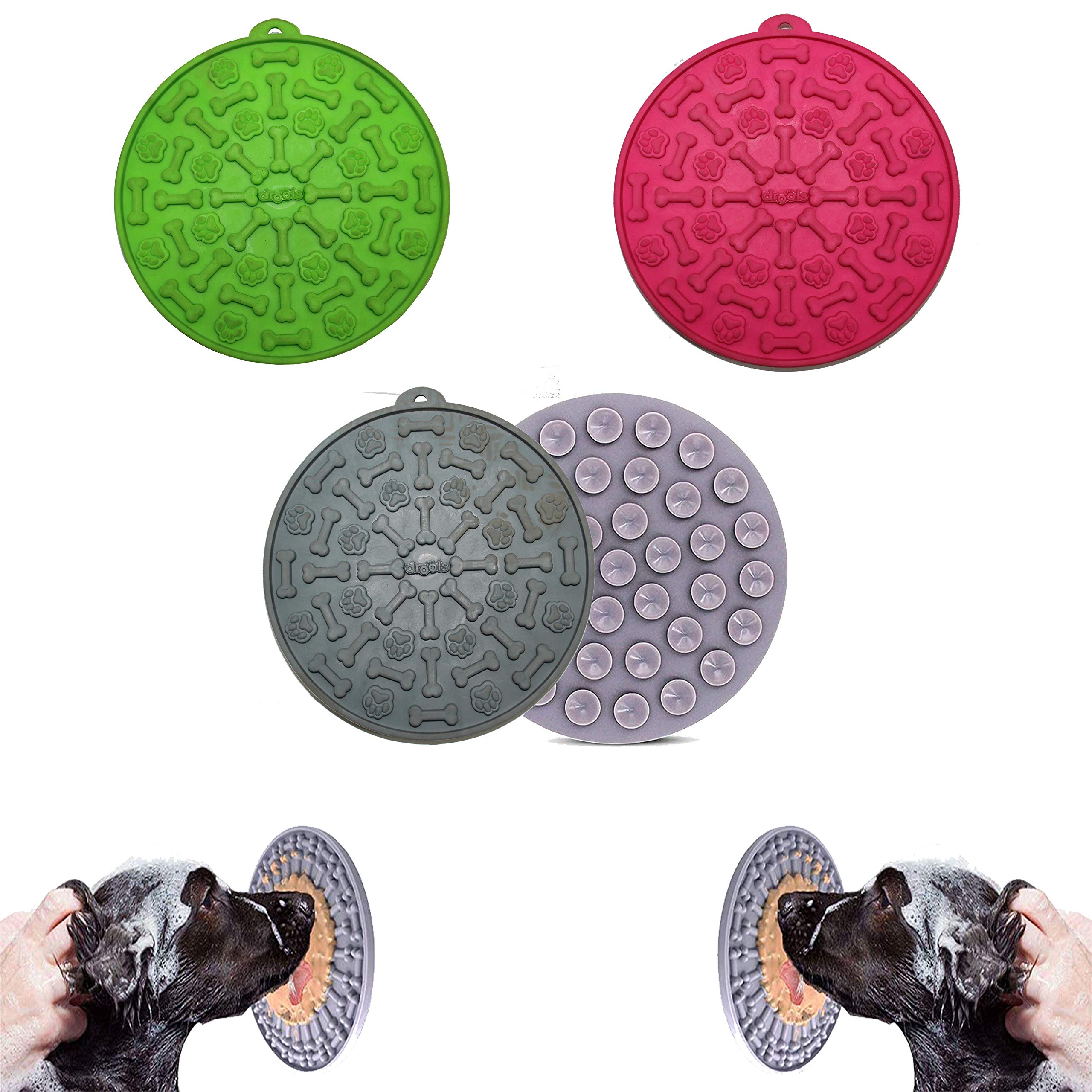 Pet Living Silicone-Dog Lick Mats Feeding Mat with Wall suction for Dogs Puppy Toothpaste Peanut Butter Dog Treat (1 x Random Colour Lick Mat)