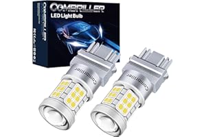 Combriller 3157 LED Bulb White 6000K, 3056 3156 3057 4157 T25 LED Bulb with Projector Replacement for led Reverse Lights Turn Signal Bulb Brake Tail Parking Light Bulb, Pack of 2