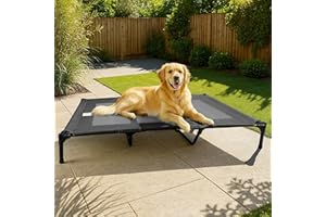 Sytopia Dog Hammock Bed, Chew-Proof Waterproof Canvas, XL Elevated Outdoor Dog Bed 47", Cooling Dog Cot for Camping, Washable