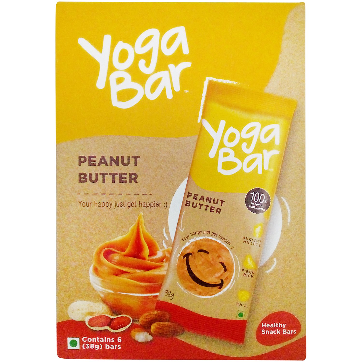 Yoga Bar Snack Bars Peanut Butter, 6x38g Carton Amazon.in Grocery