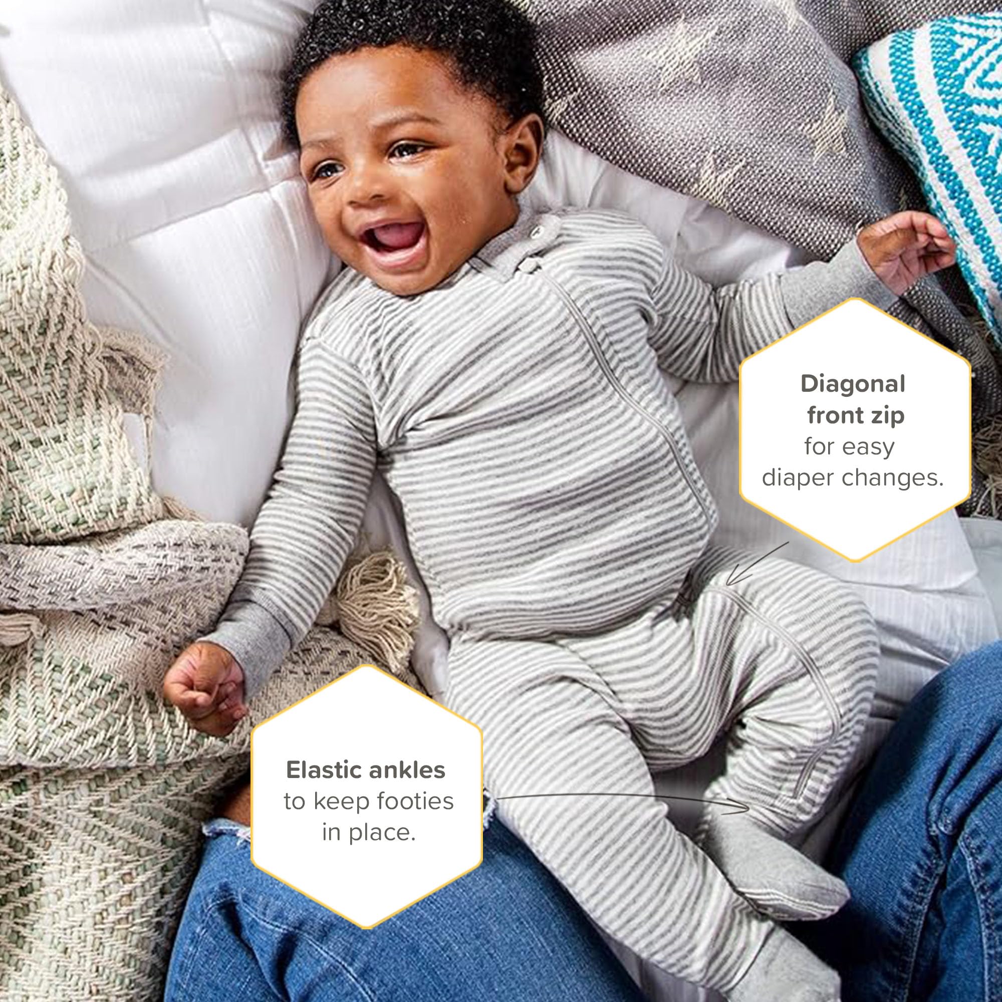 Burt's Bees Baby Boys' Snug Fit One-Piece Footed Non-Slip Sleeper