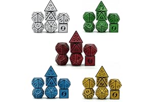 Poludie 5 Sets Dice DND, Polyhedral Dice Set (35pcs) with Leather Dice Bag, D&D Dice Set for Dungeons and Dragons, RPG Table Games (Window Lattice Carved Series)