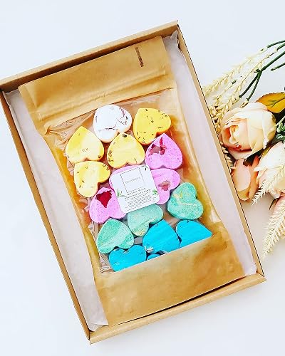 O2 Mini Bath Bombs Heart Shaped Aromatherapy 15 Pack Letterbox Gift Natural
