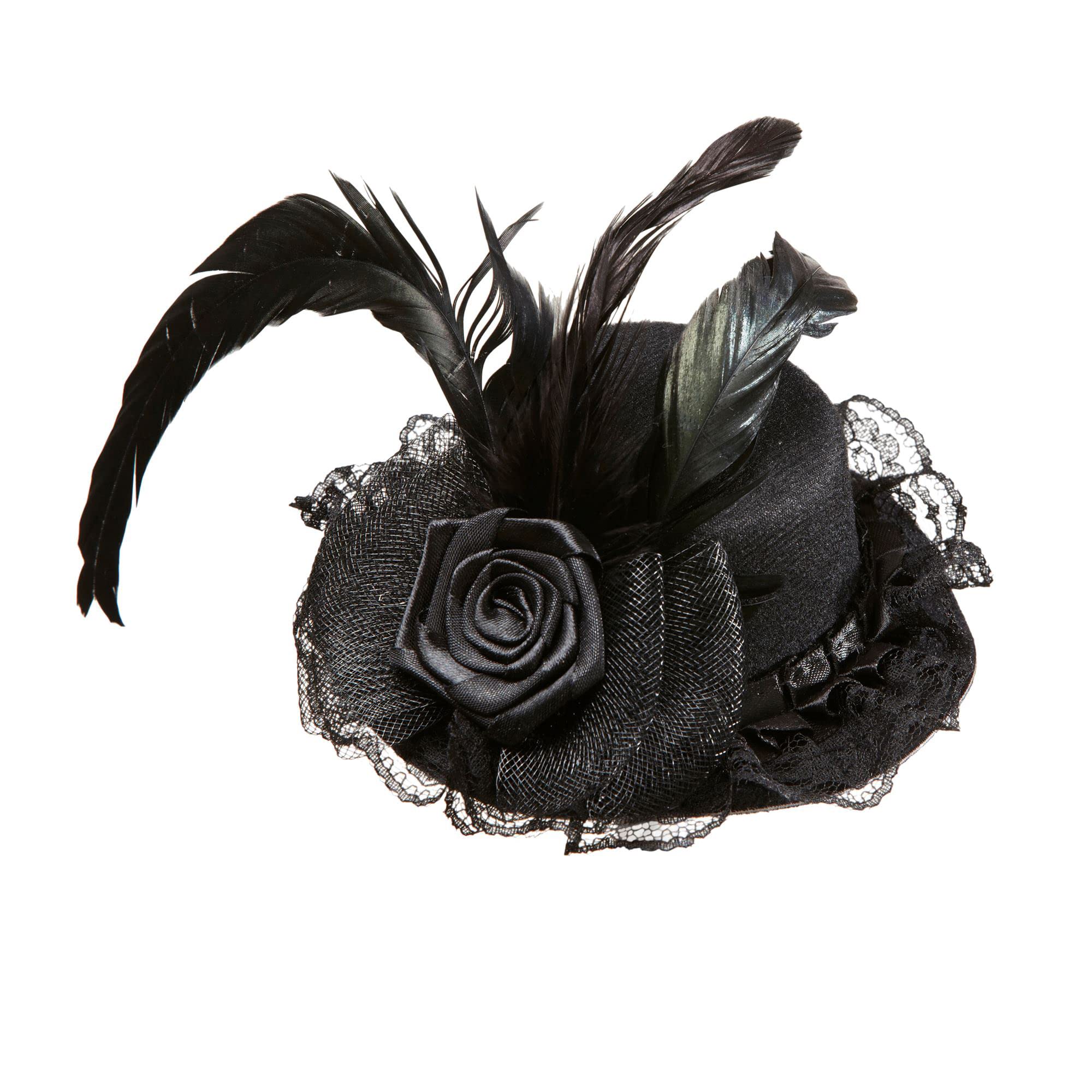 Black Mini with Flower Tulle & Feather Random Style & Theme Hats Caps & Headwear for Fancy Dress Costumes Accessory
