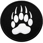 Black Bear Paw Embroidered Tactical Morale Patch | Embroidered Bear Claw, Hook Loop, Tactical Morale Patch, For Vest Hat Bags Jackets Clothes Backpack