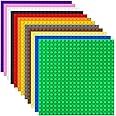 Strictly Briks Classic Stackable Baseplates, Building Bricks for Towers, Shelves, and More, 100% Compatible with All Major Brands, Rainbow Colors, 12 Pack, 10x10 Inches