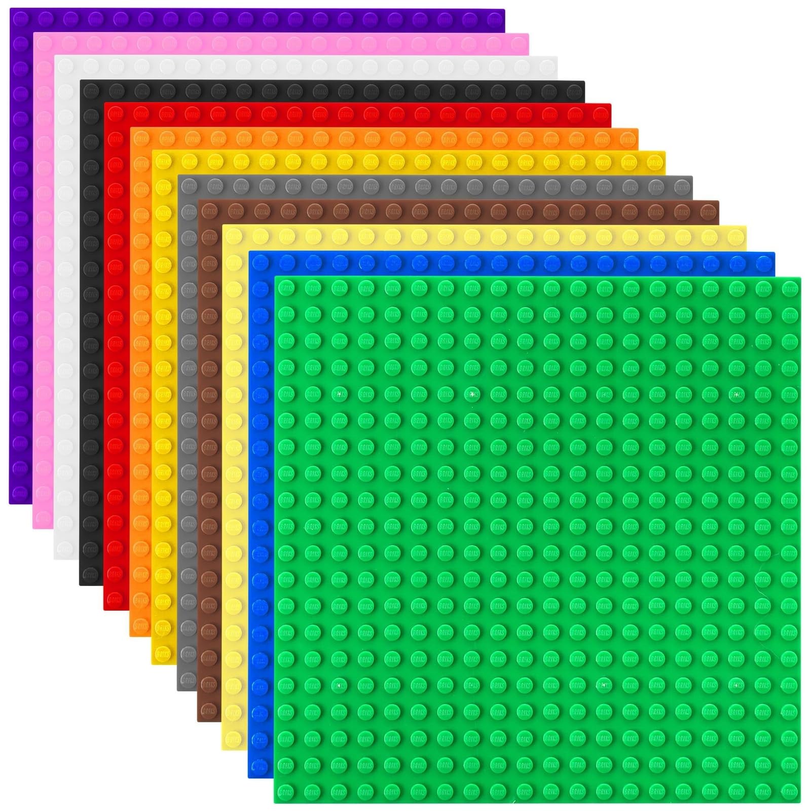 Best Blocks Stackable Baseplates Set - Rainbow Colours, 12 Pieces Set - 25 x 25 CM LEGO-Compatible Building Baseplates for Ages 4 and Up, Compatible with LEGO Blocks, Compatible with LEGO Base Plates