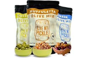Olive My Pickle Fermented Mixed Olives Bundle - 48 oz | 3 Packs of Castelvetrano Olives Pitted, Greek Olives Mix, Muffuletta Olive Mix Live Culture & Probiotic Olives for Gut Health - 16 oz per bag