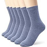 K-LORRA Casual Cotton Crew Socks For Women and Men,White Black Grey Dress Socks, 6 Pairs, Size 6 to 13