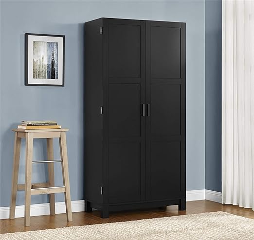 Amazon Com Ameriwood Home Carver 64 Storage Cabinet Black Furniture Decor