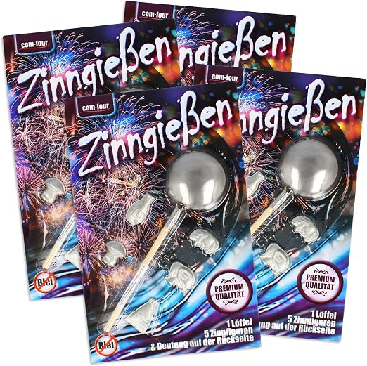 Com Four 4x Zinngiessen Mit 20 Figuren Und 4 Loffel