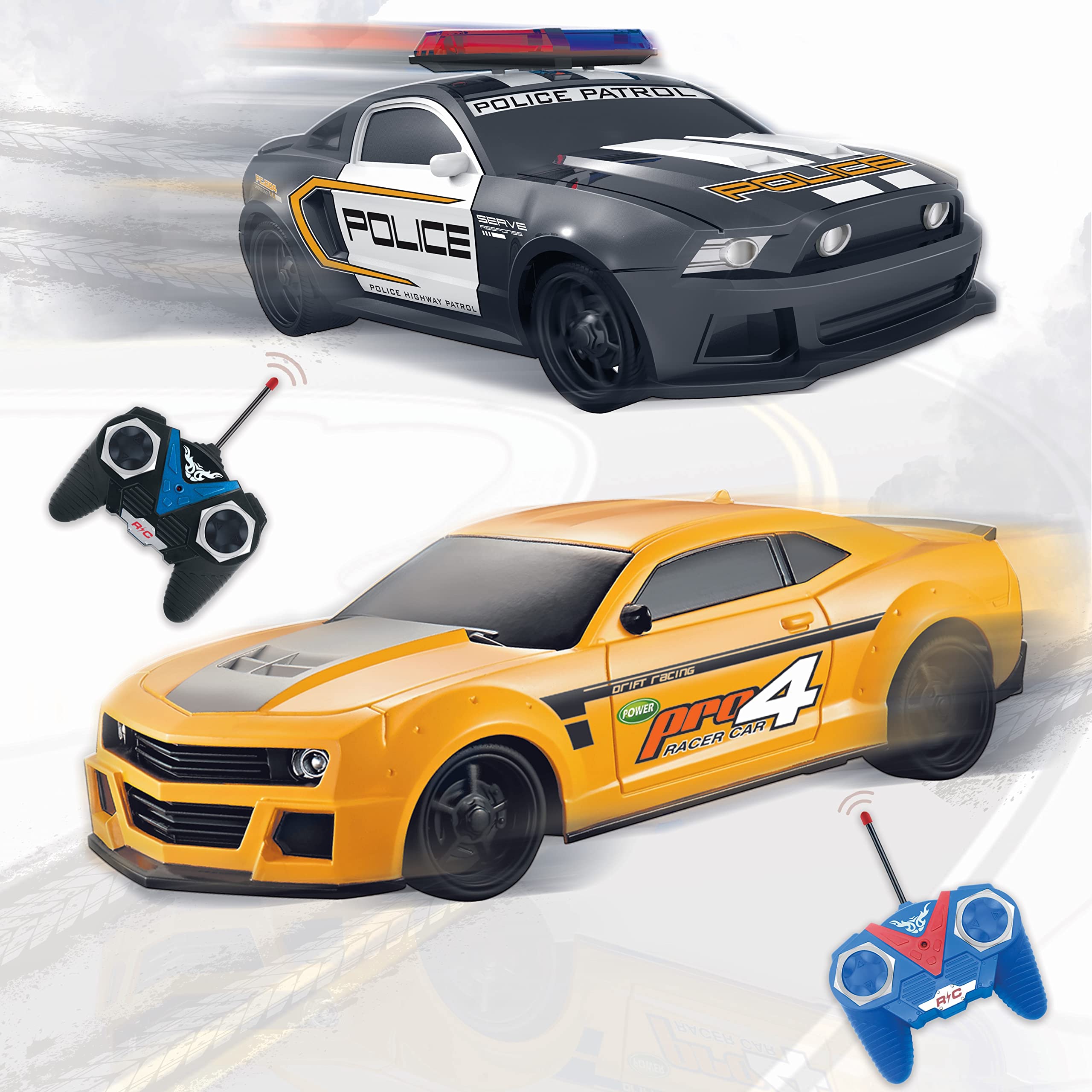 Police Car Racing Game Controller Mua RC Police Car & Racing Sports Car 1:24 Scale Remote Control Police ...