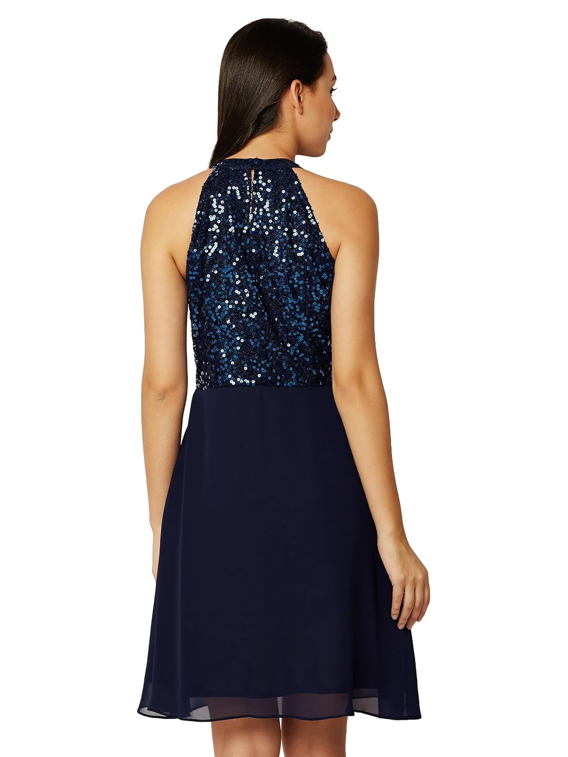 miss chase women's navy blue sequin skater dress
