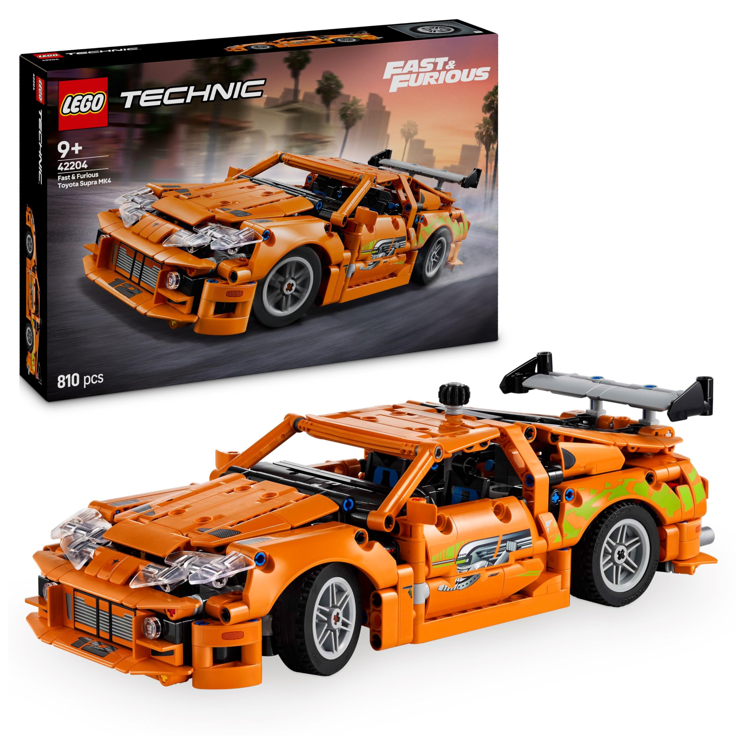 LEGO Technic Fast and Furious Toyota Supra MK4 Toy Car - 6 Cylinder Engine & Opening Doors - Model Kits for 9+ Years Old Boys & Girls or Adult Motorsport Fans - Birthday Gift Idea - 42204