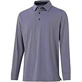 YAMXDM Mens Golf Shirts Long Sleeve Moisture Wicking Collared Work Business Casual Tennis Polo Shirts for Men