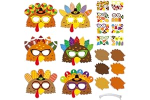 SERELIY 24 Sets Thanksgiving Masks Craft Kits, Paper Turkey DIY Party Mask Art Sets for Fall Thanksgiving Party Activities. (Turkey)