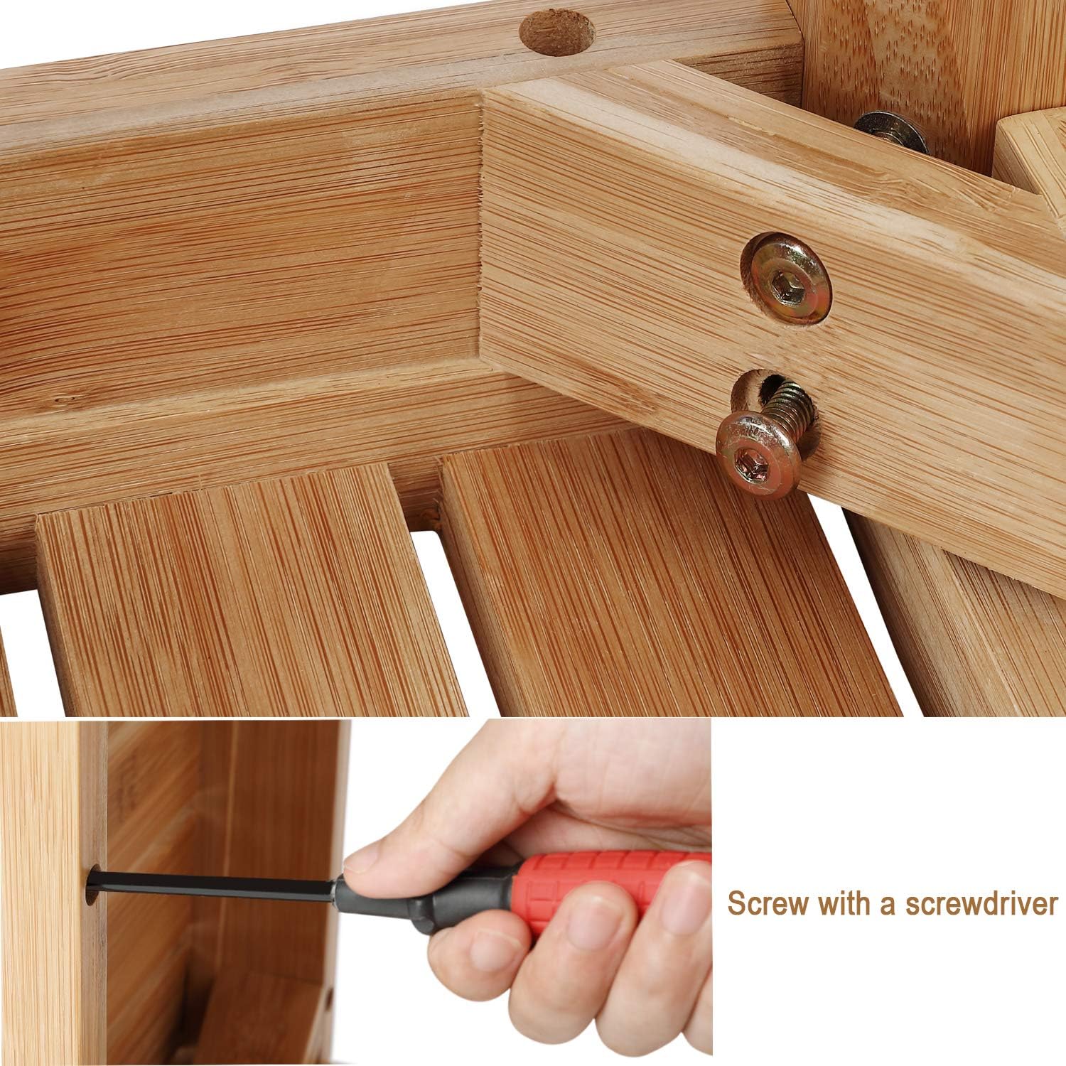 HYNAWIN Bamboo Shower Caddy Bathroom Bench Sturdy Waterproof Stool with Shelf Foot Stool & Shower Shelf-Indoor Outdoor Patio Garden Yard Bath Shower Bench Caddy: Home & Kitchen