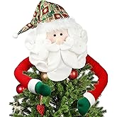 D-FantiX Santa Tree Topper, Large Christmas Tree Topper Santa Hugger Xmas Christmas Tree Decorations Party Home Decor
