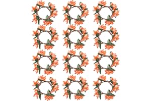 GUKASXI Mini Candle Ring Wreath Orange Artificial Berry Wreath for Pillar Candle Fall Napkin Rings Autumn Candle Holder Ring Wreaths for Halloween Thanksgiving Wedding Centerpiece Christmas Table Decoration
