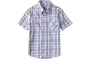 Tronjori Boys' Short Sleeve Button Down Woven Shirt