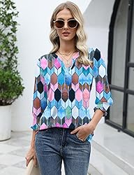 LOMON Women's 2025 Fashion Tops 3/4 Length Sleeve