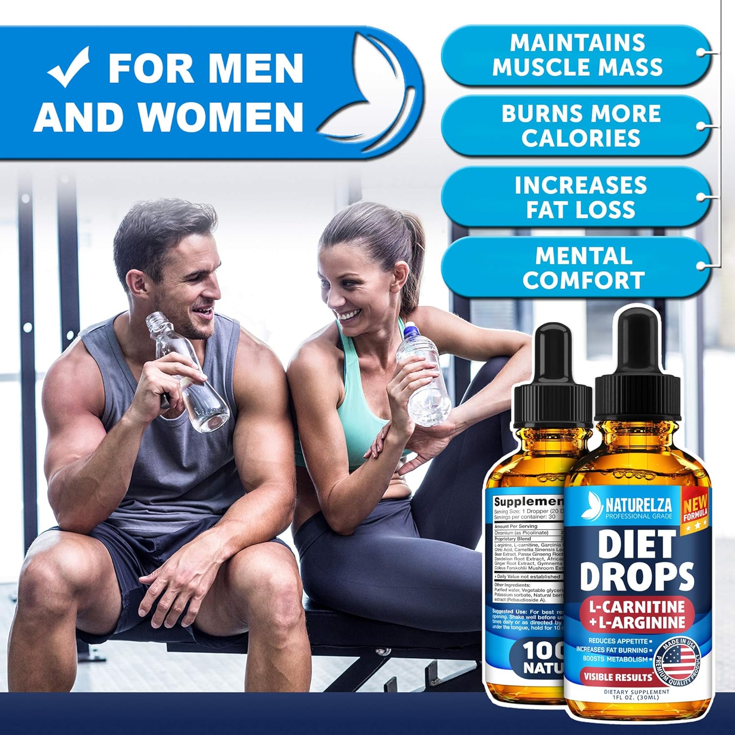 Weight Loss Drops - Made in USA - Best Diet Drops for Fat Loss - Effective Appetite Suppressant & Metabolism Booster - 100% Natural, Safe & Proven Ingredients - Non GMO Fat Burner - Garcinia Cambogia: Health & Personal Care