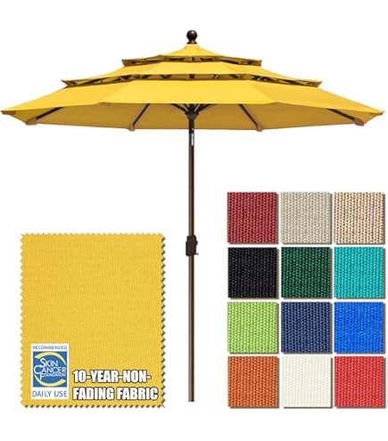 eliteshade patio umbrella type sunbrella 11ft 3 tiers with ventilation USA 10-Year-Non-Fading 9ft 3-Tier Market Umbrella, Commercial Grade Outdoor Table Crank Open, Windproof & UPF 50+ UV Protection, Heavy Duty for Garden, Deck, Pool, Backyard, Beach allowing users to customize Shark Balaclava for Helmet, EVOX amplifiers US Size:10.5