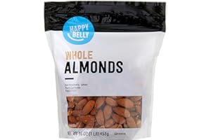 Amazon Brand - Happy Belly Whole Raw Almonds, 16 ounce (Pack of 1)