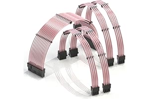 LINKUP - 30cm PSU Cable Extension 18AWG Oxygen Free Copper (OFC) Teflon Jacket Custom Mod GPU PC w/Comb Kit | 1 x 24 P (20+4)