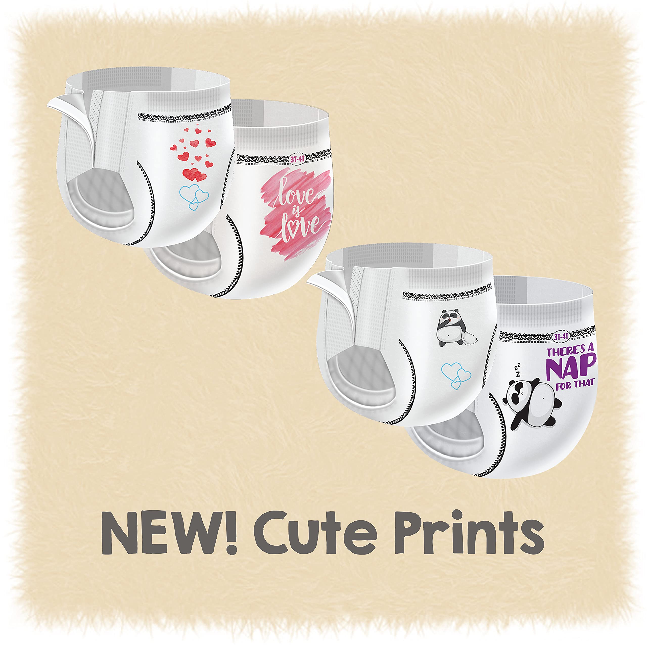 Cutie Girls 3T/4T Refastenable Potty Training Pants, Hypoallergenic with Skin Smart, 92 Count