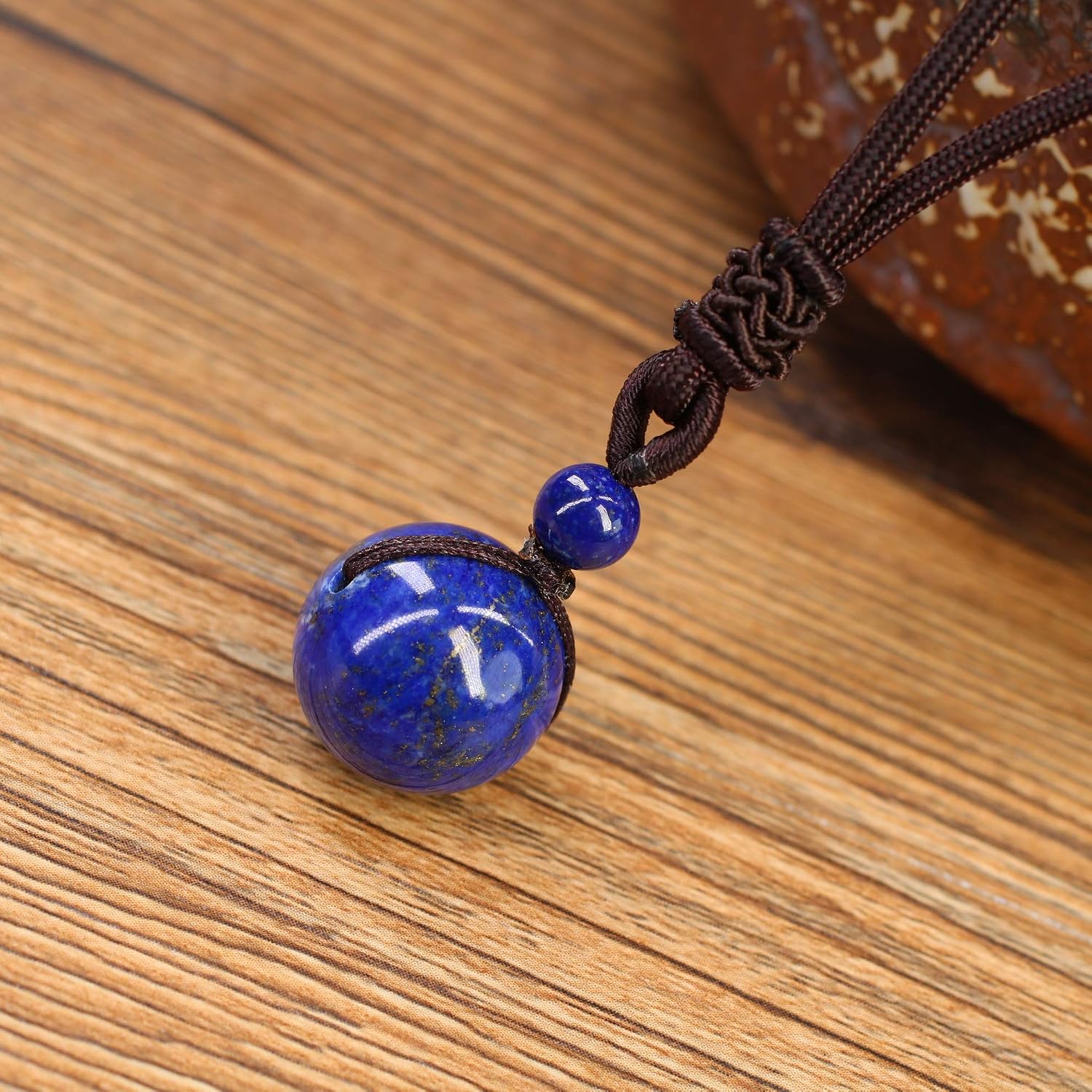 COAI Lapis Lazuli Gems Necklace, Blue Stone Necklace for Women Men, 16mm + 6mm, 5.91-10.83 inches - Image 4