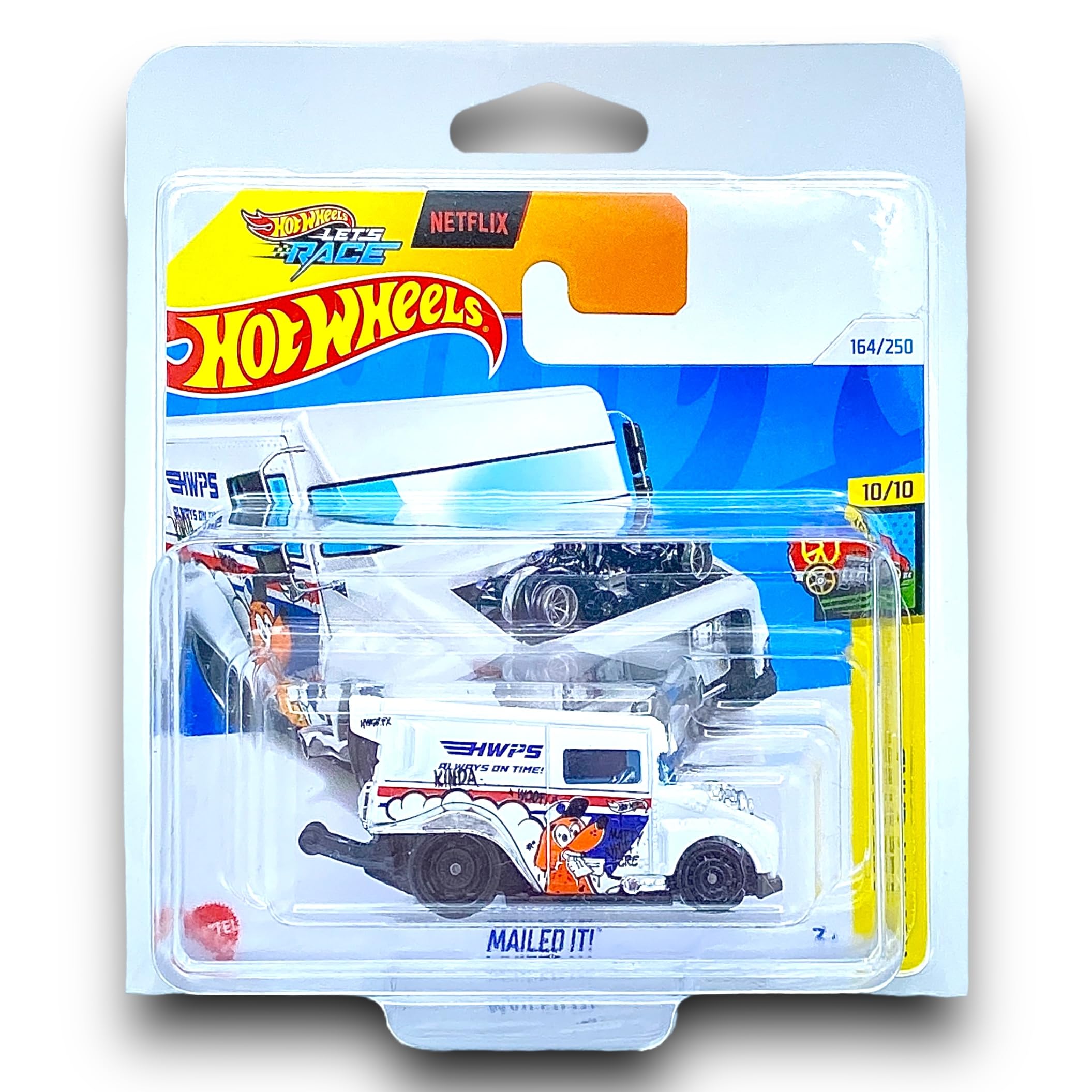 Hot Wheels Mailed It (White Let's Race) 10/10 HW Art Cars - 2024-164/250 (Short Card) - includes a KLAS Car Keeper Protector Case - HTD91