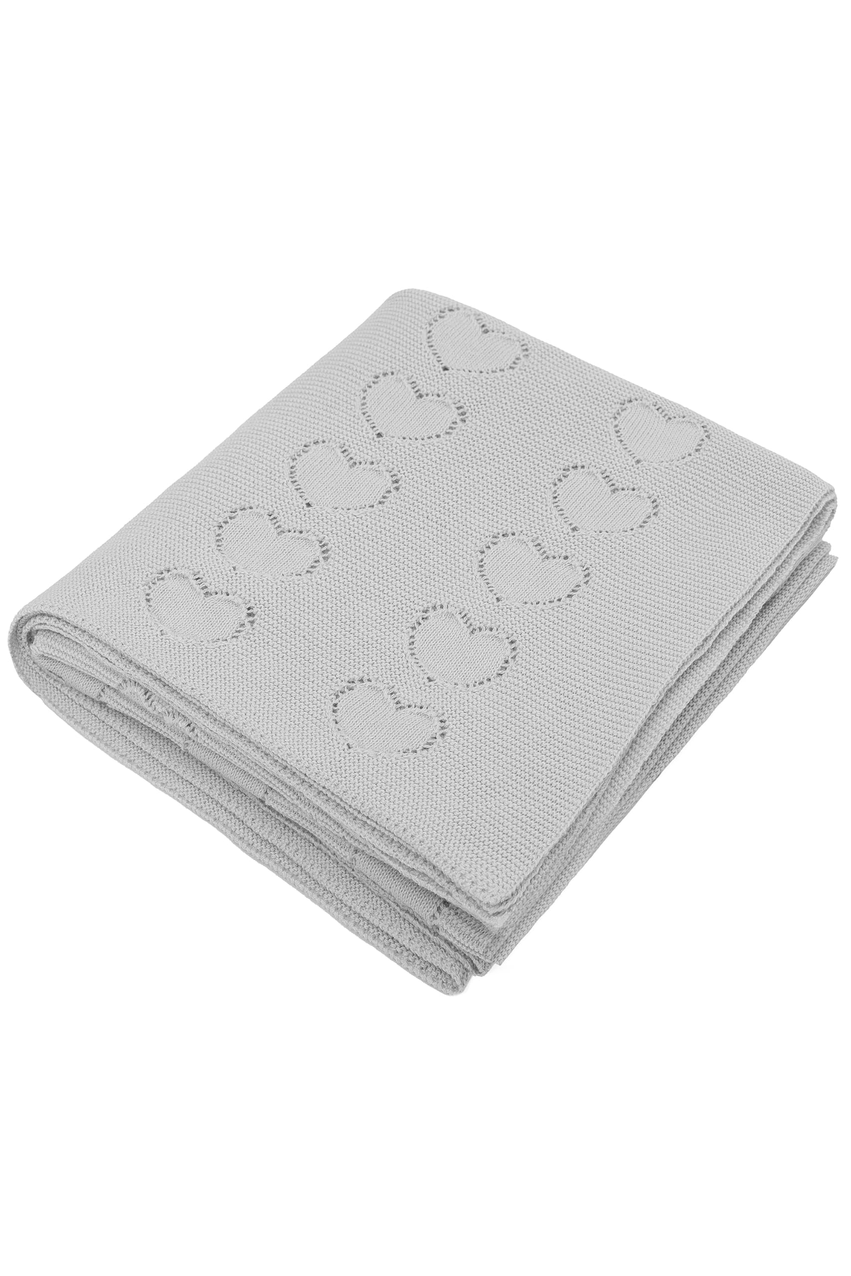Lilax Swaddling Blanket for Baby Girl, 100% Luxury Cotton Knit Heart Baby Girl Blanket, Receiving Blanket for Newborns Infants & Toddlers 33.5''x31.5'', Grey โ image 1