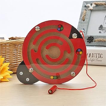 Simple Days Magnetic Pen Driving Bead Maze Wooden Jigsaws Puzzle Board Game Educational Toy - Ladybug
