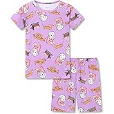 Topgal Girls Rib Knit Pajamas - Snug Fit Puppy, Leopard & Fruit Print Pjs for Kids 2-Pieces Cute Sleepwear Size 4-14