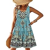 Zeagoo Womens Summer Sundress Boho Floral Casual Tank Dresses with Pockets Sleeveless Tiered Swing A Line Beach Dress