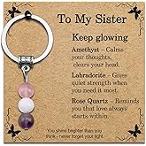 AOBIURV Sister Valentines Day Gifts From Sisters Brothers Sister Birthday Gifts Mothers Day Gift For Sisters Stone Keychain With Meaningful Message Card For Her Sibling Gift For Valentines