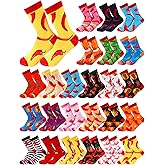 Shinymoon 24 Pairs Chili Festival Socks Novelty Cozy Red Hot Chili Pepper Crew Socks for Women Men Holiday Gifts