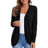 Urban CoCo Womens' Long Sleeve Knit Sweater Cardigans Curved Hem Open Front with Pockets