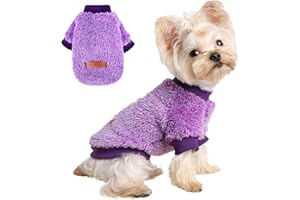 Kosiyi Dog Sweaters for Small Dogs Girl Boy, Puppy Clothes Chihuahua Teacup Yorkie Fleece Sweaters Spring Winter Warm Sweater Tiny Dog Outfits Pet Clothes Cat Sweater (Purple, Medium)