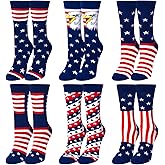 Vicenpal 6 Pairs American Flag Socks for Men Women 4th of July Decorations Fun Dress Patriotic USA Novelty Socks for Independence Day