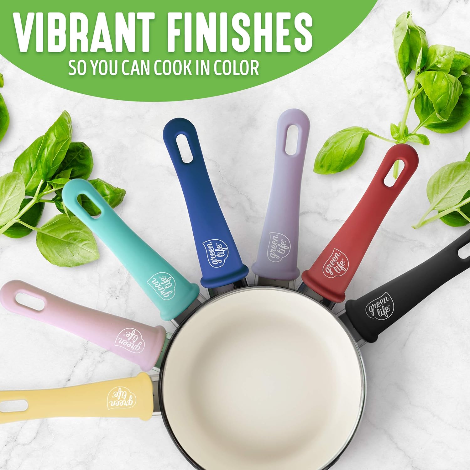 GreenLife Soft Grip 16pc Ceramic Non-Stick Cookware Set, Turquoise - CC001007-001: Kitchen & Dining