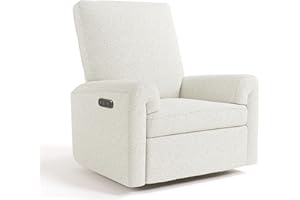 Storkcraft Sorrento Deluxe Power Recliner Swivel Glider (Ivory Boucle) – Premium Electronic Power Recliner for Nursery, Includes Dual-USB Charging Port with USB-A & USB-C, Nursery Glider Rocking Chair