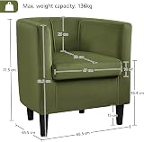 Yaheetech Velvet Barrell Chair Olive Green Upholstered Armchair view 3