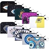 Hicarer 10 Pcs Small Coin Purse Evil Eye Makeup Coin Purse Cute Print Wallet Bag with Zipper Eye Themed Gift for Women Girl
