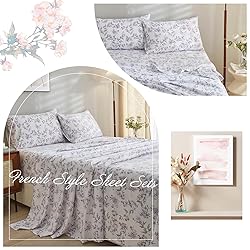 VClife White Floral Sheets Soft Microfiber