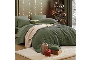 WRENSONGE Olive Green Queen Comforter Set, 7 Pieces Soft Microfiber Comforters Queen Size with Fitted Sheet, Flat Sheet, 2 Pillow Shams, and 2 Pillowcases- Warm Bedding Sets Queen for All Season